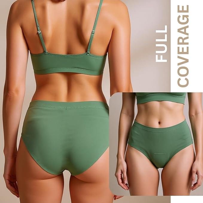 Front and back view of Humol seamless women's panties showing smooth laser cut design